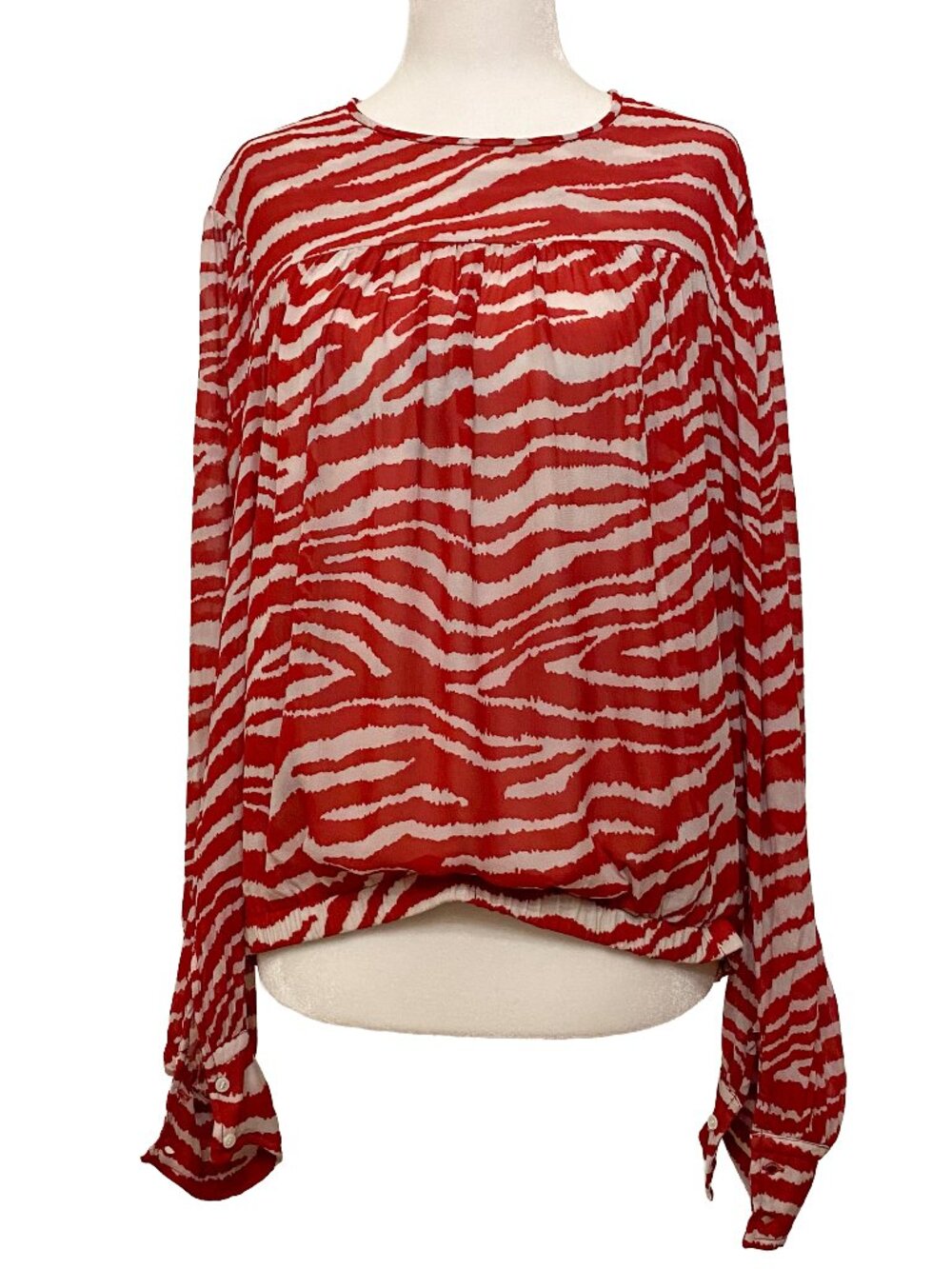 Isabel Marant Etoile Red Zebra Print Peasant Blouse